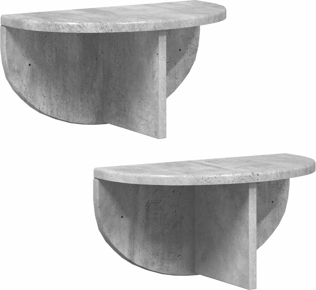 vidaXL Falpolc 2 pcs Beton Szürke 38 x 19 x 19 cm Faanyag