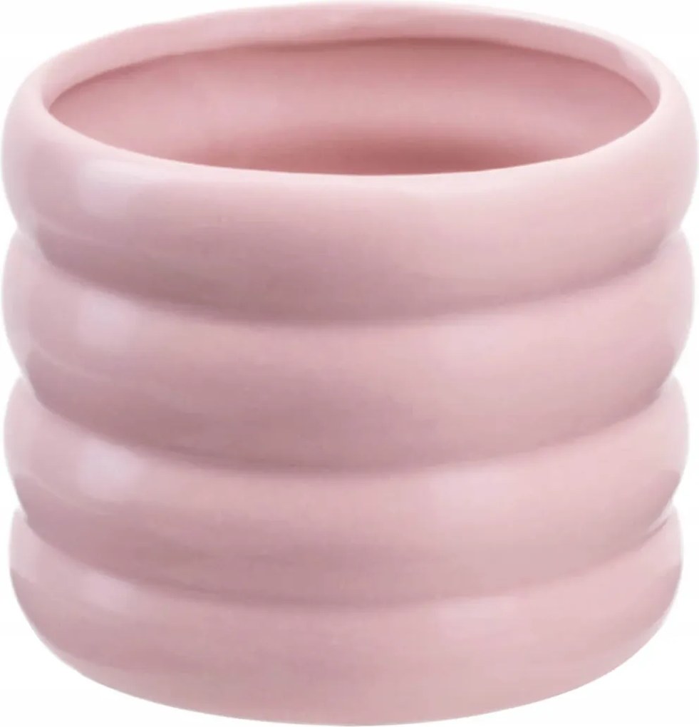 Kerámia virágtartó kaspó kerek mini rózsaszín 11 cm