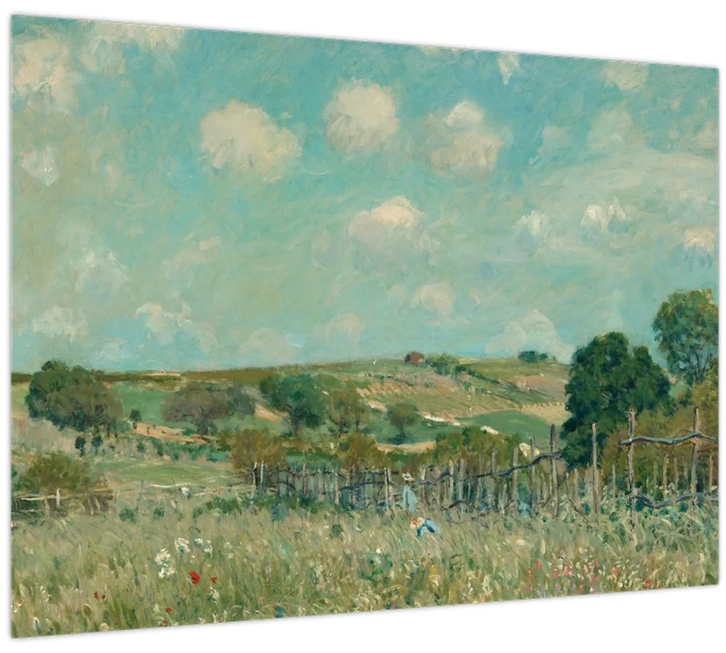 Üveg kép - Alfred Sisley,  Meadow, reprodukciók (70x50 cm)