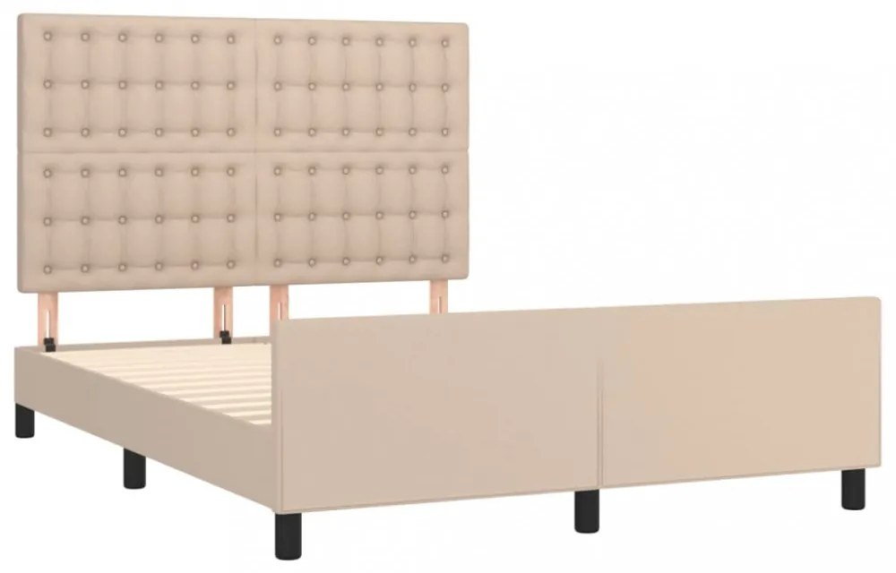 vidaXL cappuccino színű műbőr ágykeret fejtámlával 140x190 cm