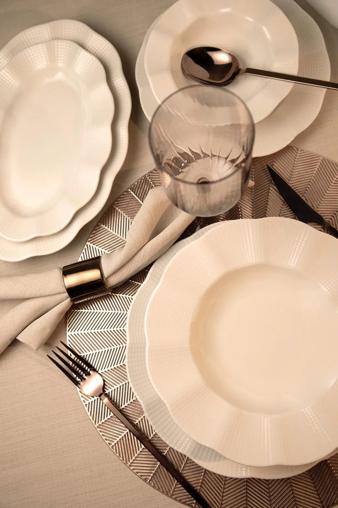 26 részes porcelán étkészlet krém