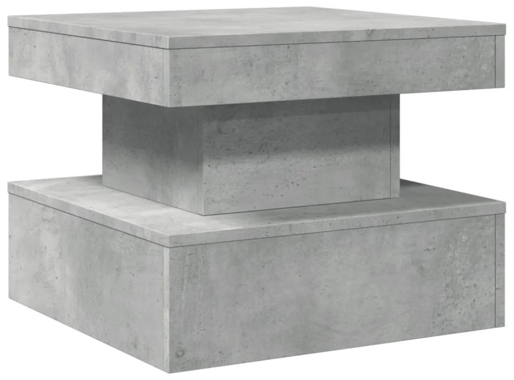 betonszürke dohányzóasztal LED-lámpákkal 50 x 50 x 40 cm