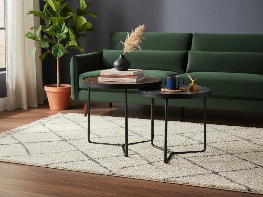 Kisasztalok PENELOPE készlet 2 db Ø 50 cm, barna/fekete