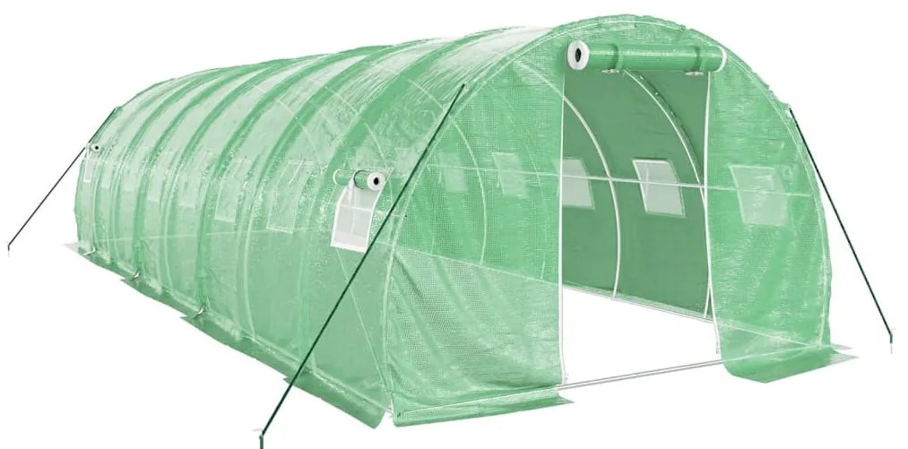 zöld acélvázas melegház 24 m² 8 x 3 x 2 m