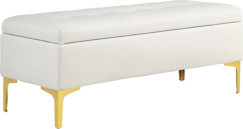 HOMCOM Tárolópad, V upholstered pad plüss megjelenéssel, Fém lábakkal, Ágy lábnál elhelyezhető pad a nappaliba, hálószobába, előszobába, 120 x 44 x 44