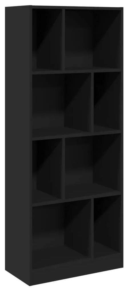 fekete szerelt fa könyvszekrény 57 x 28,5 x 141 cm