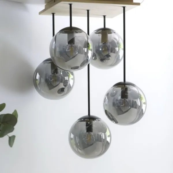 JUST LIGHT. 11395-79 - Csillár rúdon WIDOW 5xE14/25W/230V tölgy