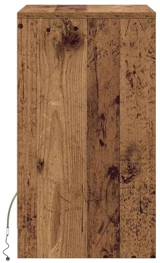 LED Éjjeli Szekrény fiókkal Régi fa 38 x 34 x 61 cm Faanyag