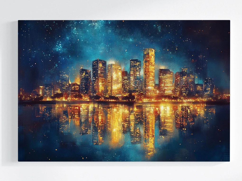 Vászonkép Canvas Város Éjszaka Csillagok Felhőkarcolók New York Usa 60x40