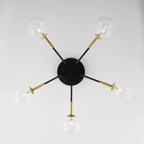 Jupiter 2040 - Felületre szerelhető csillár BURANO 5xG9/10W/230V fekete/arany/átlátszó