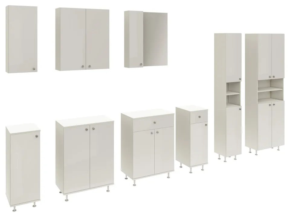 Lucia Fürdőszobai tükrösszekrény MDF előlappal, védőbevonattal Fehér N