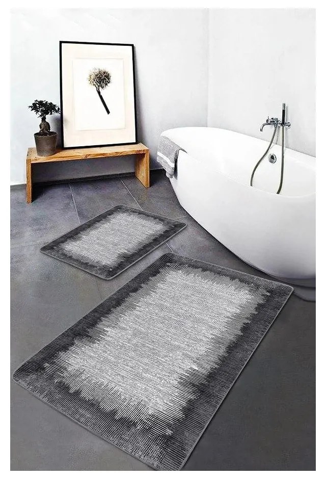 Fekete-szürke fürdőszobai kilépő szett 2 db-os 60x100 cm – Mila Home
