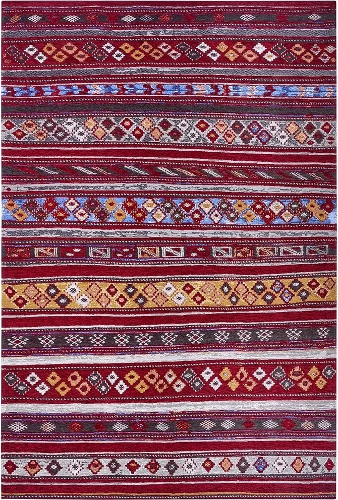 Nappali szőnyeg 120x180cm, csúszásgátló univerzális, zseníliapiros