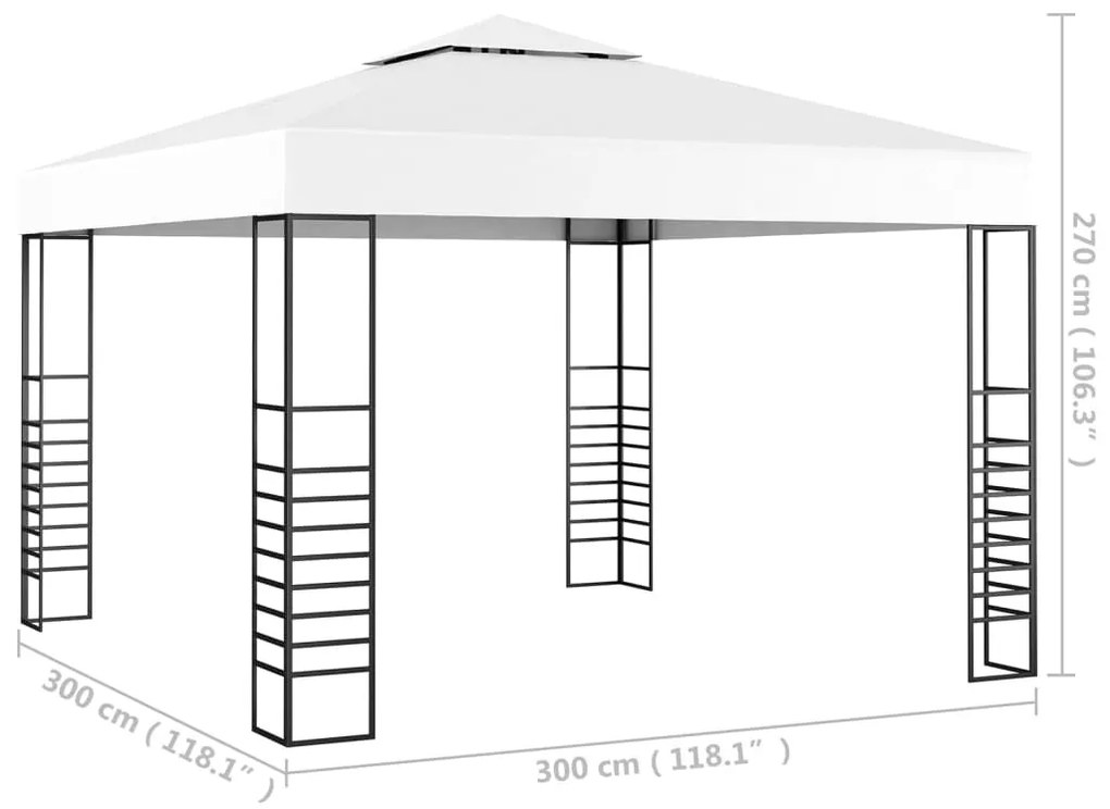 Fehér kerti pavilon 3 x 3 m