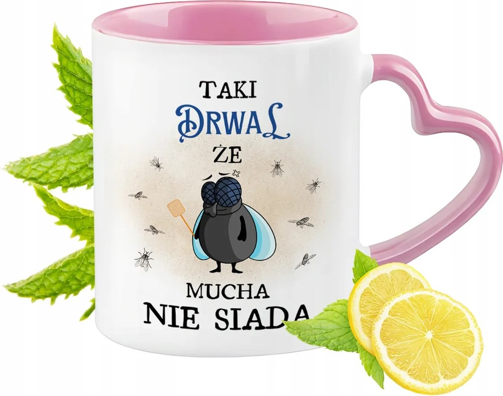 Favágó bögre Rózsaszín, szív alakú füllel Kávé ajándék