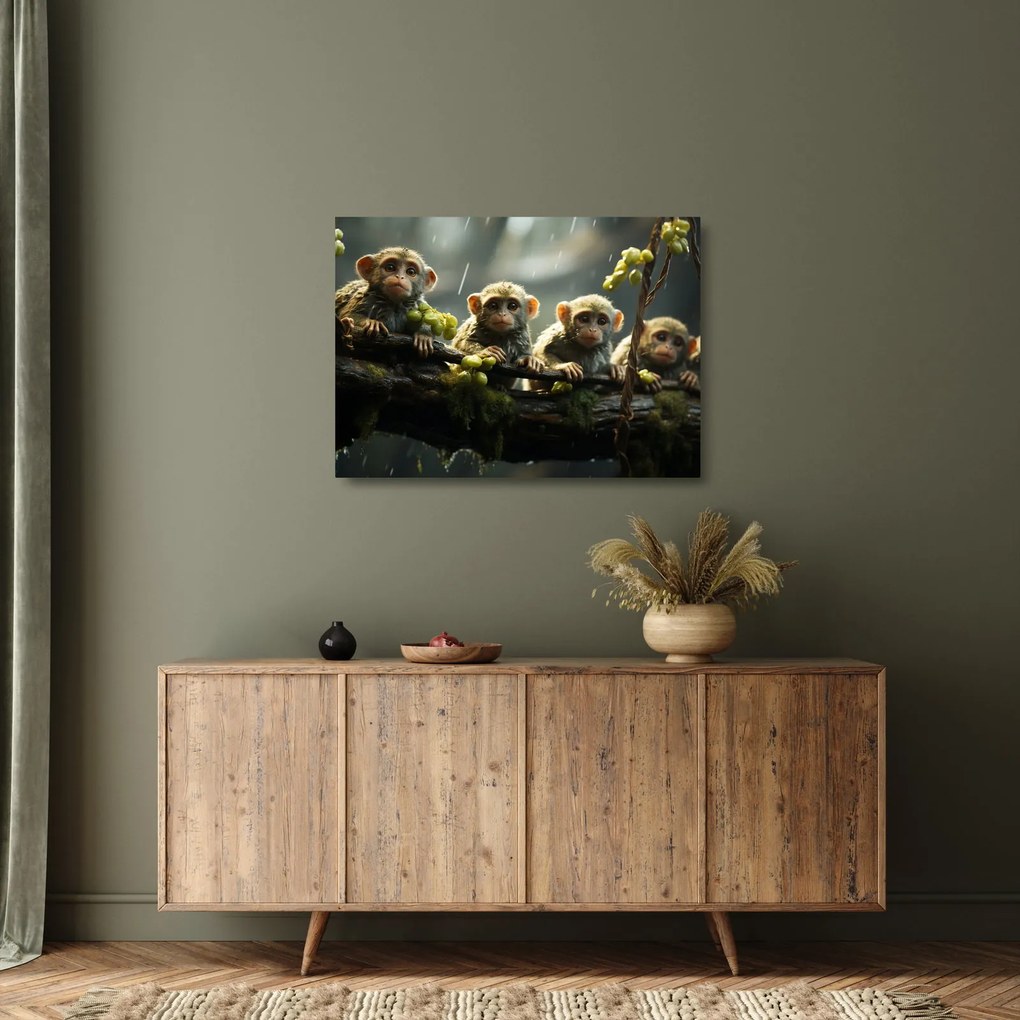 Üveg kép - Majmok (70x50 cm)