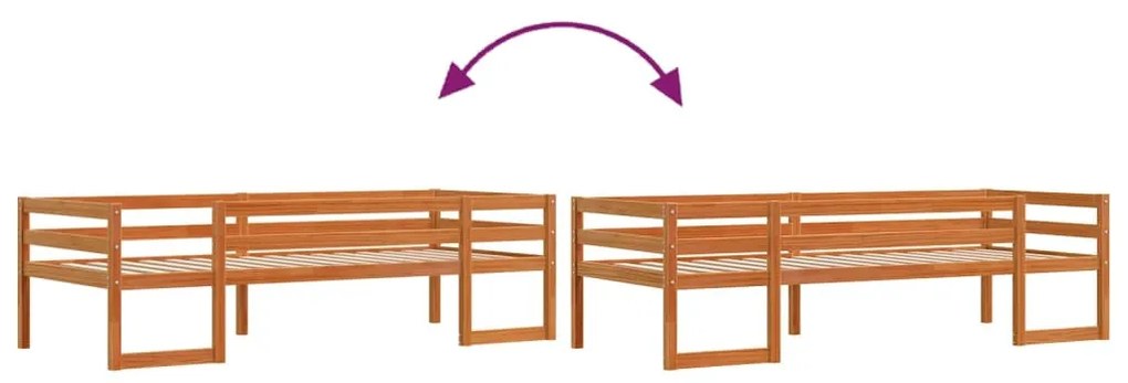 viaszbarna tömör fenyőfa gyerekágykeret 80 x 200 cm
