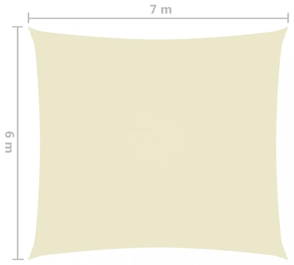 krémszínű téglalap alakú oxford-szövet napvitorla 6 x 7 m