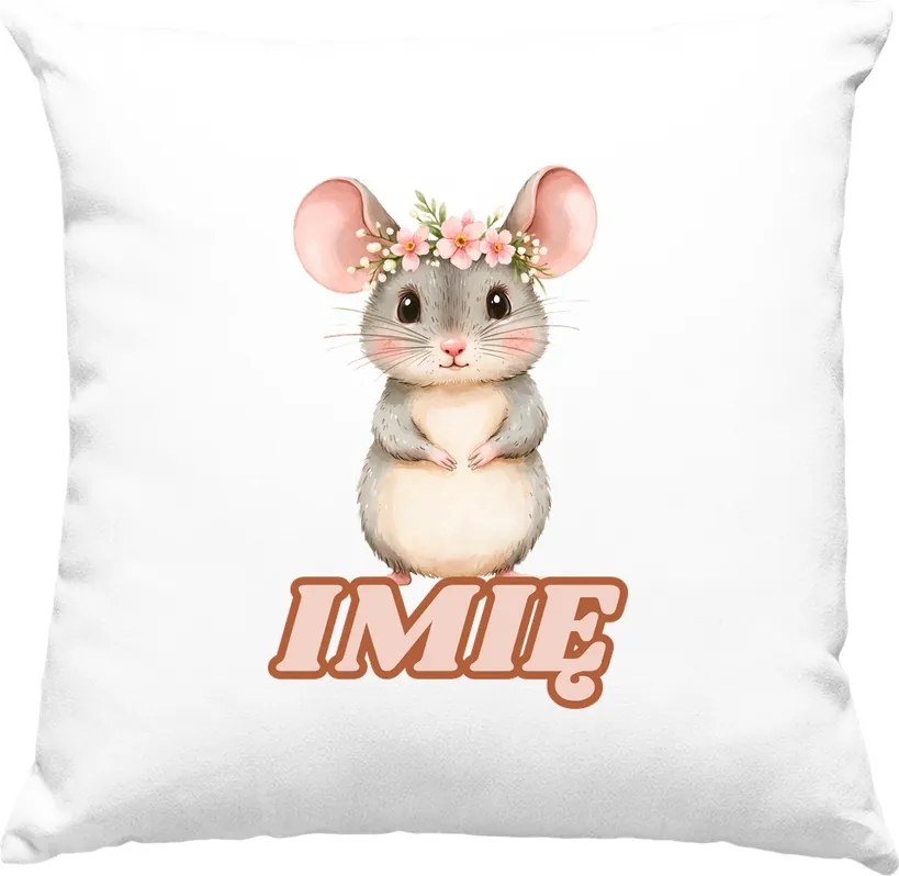 Gyerek párna Egér Virágok +Név Fehér