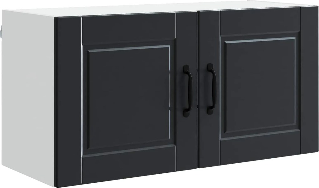 vidaXL Konyhaszekrény polcokkal ajtóval Fekete 80 x 31 x 40 cm Faanyag