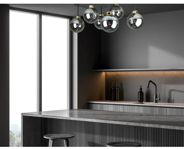 Felületre szerelhető csillár  DEA 6xE14/60W/230V fekete/arany/füstös fekete