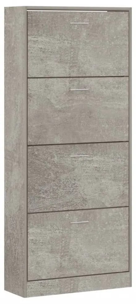 betonszürke szerelt fa cipőszekrény 63x24x147 cm