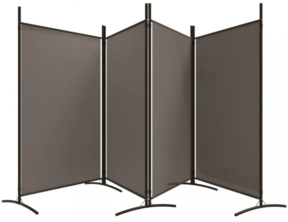 4 paneles antracitszürke szövet térelválasztó 346x180 cm