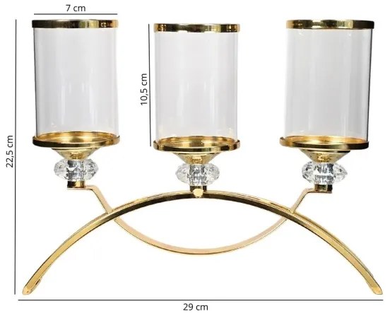 Gyertyatartó GLAMOUR arany/átlátszó