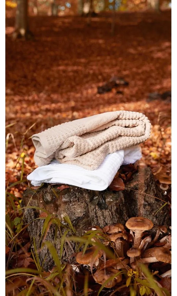 Fehér frottír bio pamut fürdőlepedő 70x140 cm Check – JUNA