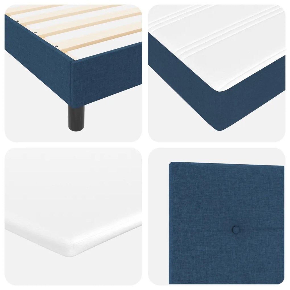 Boxspring Ágy Mattressz Kék 80x200 cm Szövet