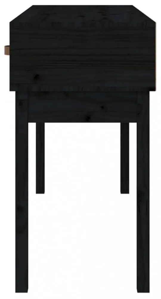 fekete tömör fenyőfa tálalóasztal 114x40x75 cm