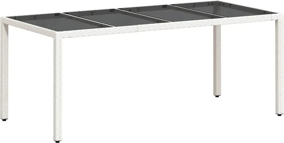 vidaXL fehér polyrattan üveglapos kerti asztal 190 x 90 x 75 cm