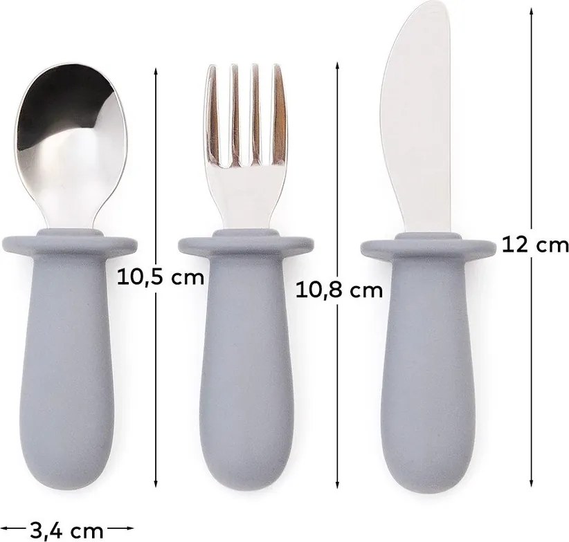 Kék műanyag-szilikon gyerek evőeszköz 3 db-os Lili – Kave Home