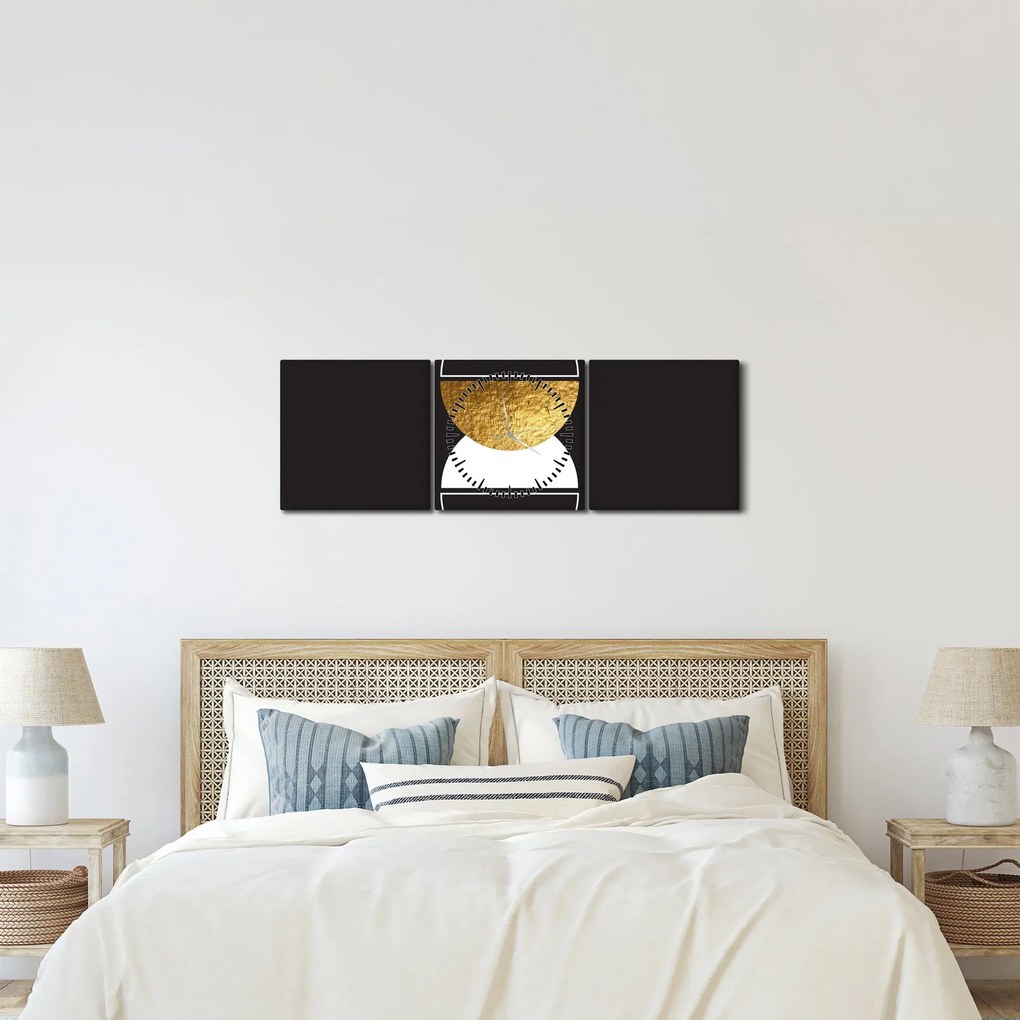 Kép - Absztrakció arany és fekete N⁰2 (órával) (90x30 cm)