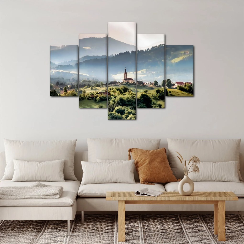 Kép - falu a ködben (150x105 cm)