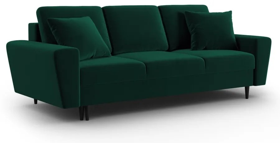 Zöld bársony kinyitható tárolóhelyes kanapé 235 cm Kyoto – Cosmopolitan Design