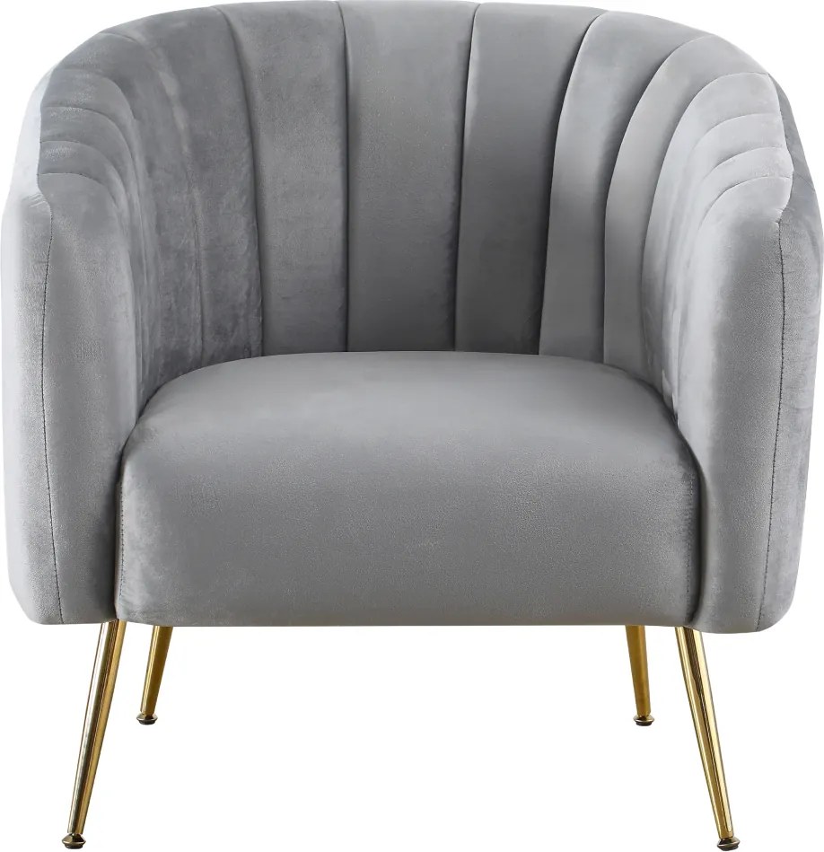 Design fotel, szürke Velvet szövet/gold króm-arany, BAGY