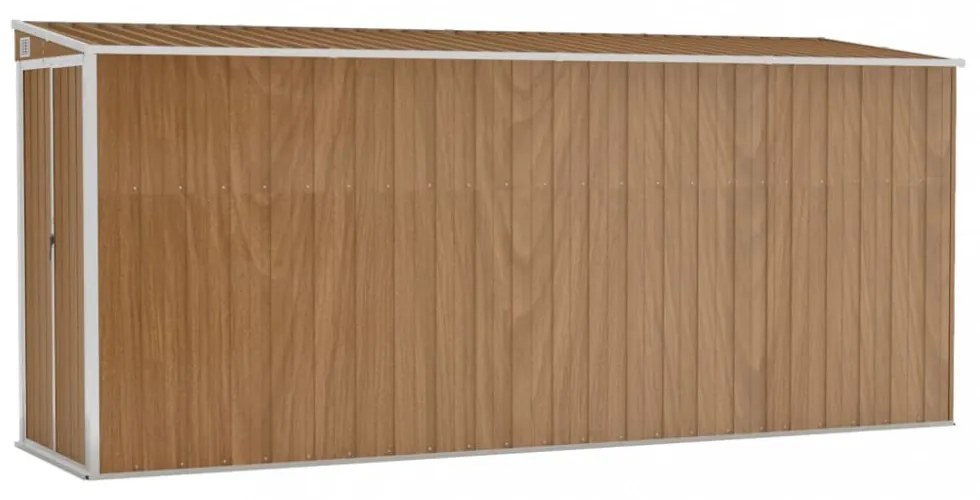 barna acél falhoz erősíthető kerti fészer 118 x 382 x 178 cm