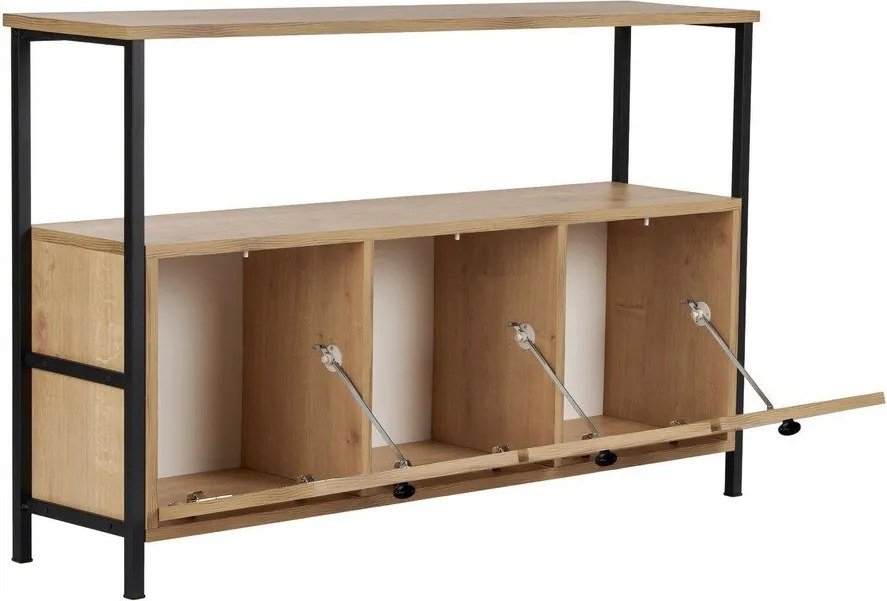 Világos natúr színű konzolasztal tölgyfa dekorral 29,5x120 cm Solace – Kalune Design