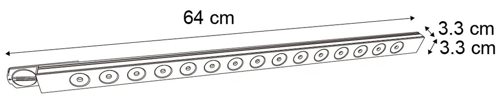 Modern fekete mennyezeti lámpa 1 fázisú sínrendszerhez 15W 1170 lm 3000K - Iconic Tsiri
