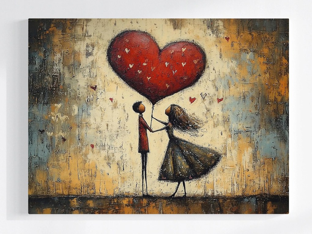 Poszter Pár Szerelem Szív Ajándék Absztrakt Grafika 100x75