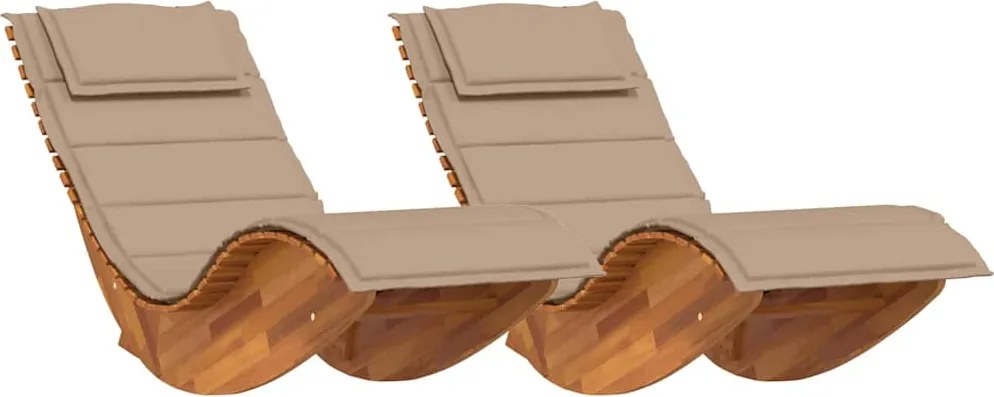 vidaXL Napozó párnával 2-személy 2 pcs Barna Tömör Akácfa