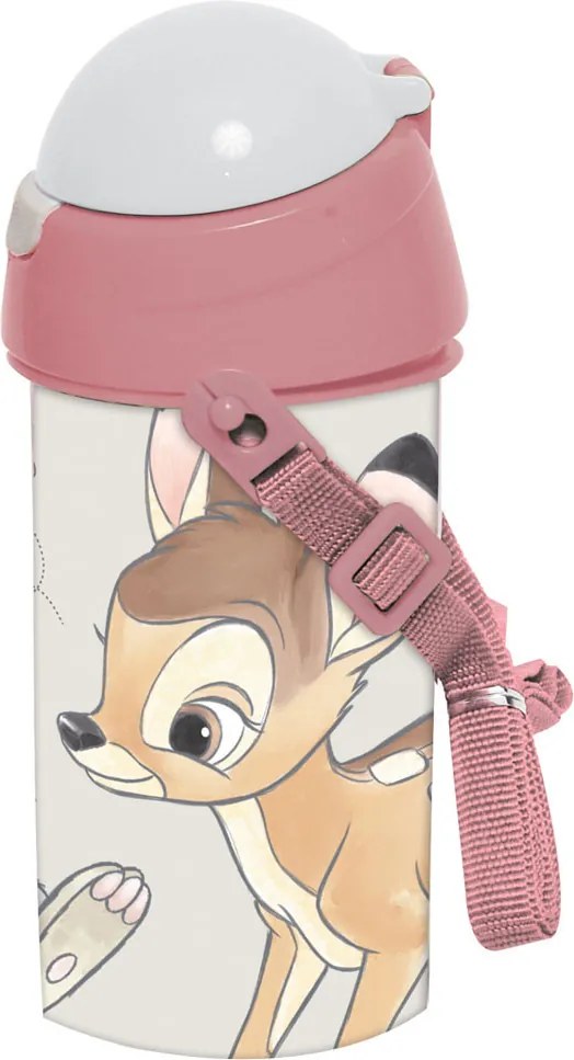 Disney Bambi Cute műanyag szívószálas kulacs akasztóval 500 ml