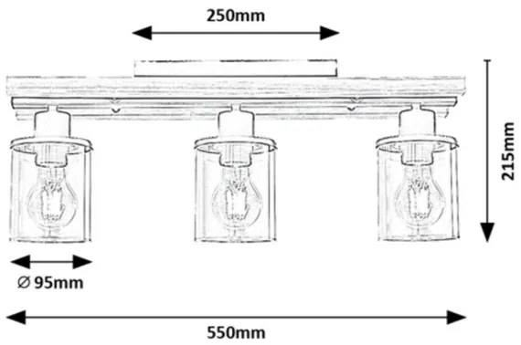 Rabalux 71083 - NIYLAH 3xE27/230V mennyezeti lámpa