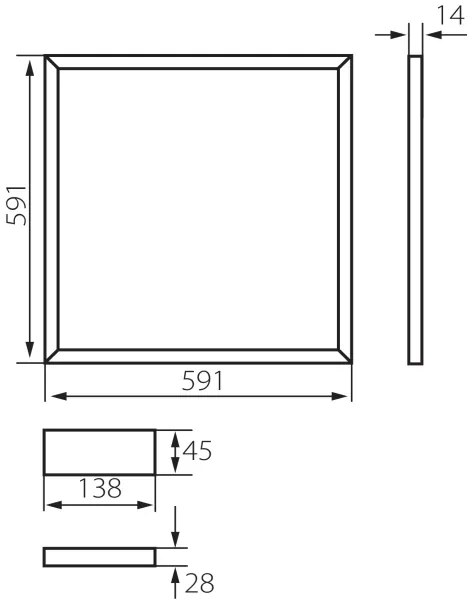 Kanlux 26771 - LED Beépített keret AVAR LED/40W/230V 6000K 59x59 cm