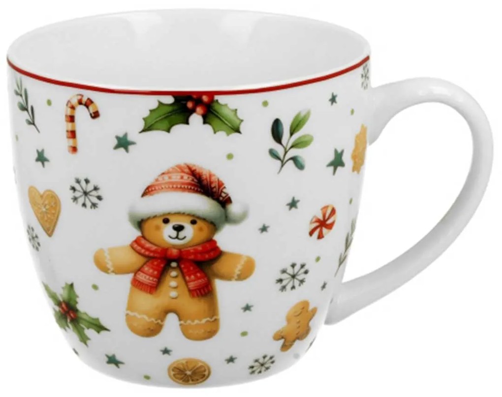 Karácsonyi porcelán jumbo 1 literes bögre mézeskalács macis díszdobozban