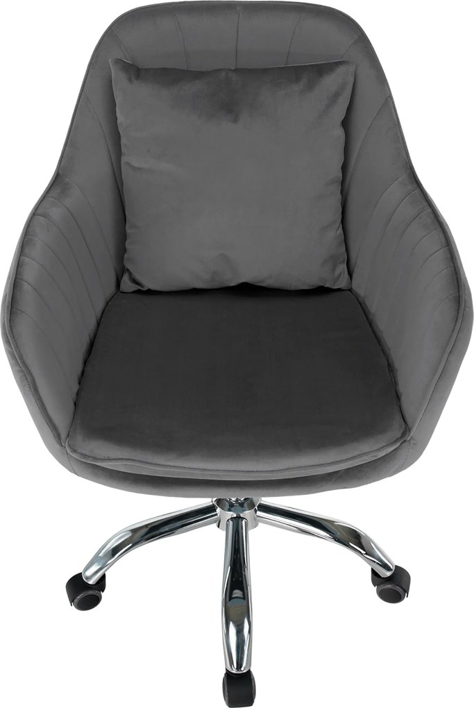 Irodai fotel, szürke Velvet anyag/króm, KLIAN