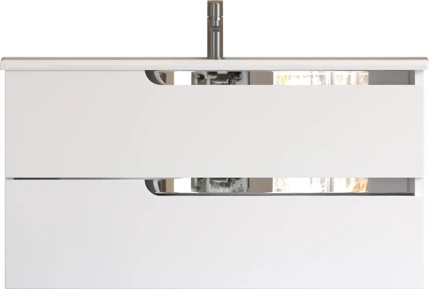 Piramida EURIDIKA fali fürdőszobabútor - műmárvány mosdóval - 2 fiókos - 100 x 48 x 53 cm