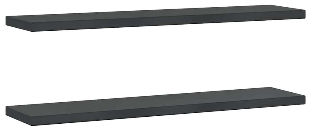 2 db fekete rozsdamentes acél fali polc 100 x 23,5 x 3 cm
