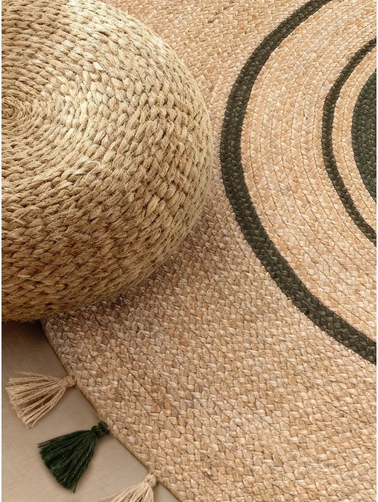 Natúr színű kétoldalas-kézi szövésű juta kerek szőnyeg ø 150 cm Basil – Hanse Home